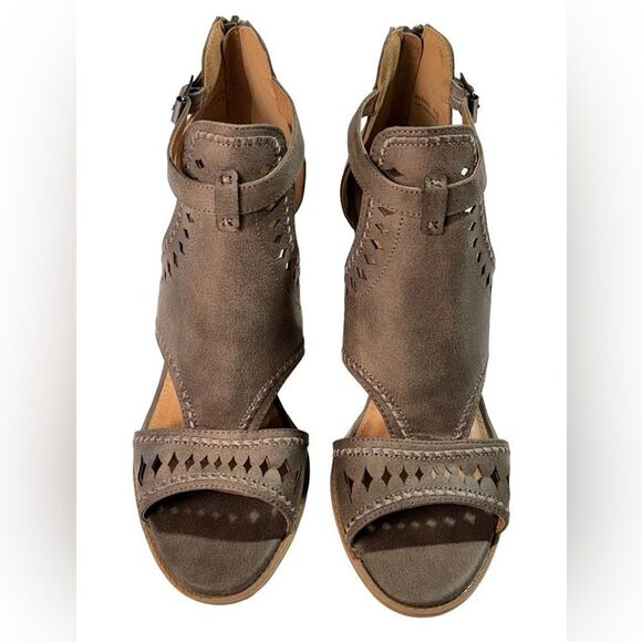 REPORT ROSELET Heeled Sandal Ankle Zip Women’s 10 Gray/Tan Exceptional! - Picture 5 of 14